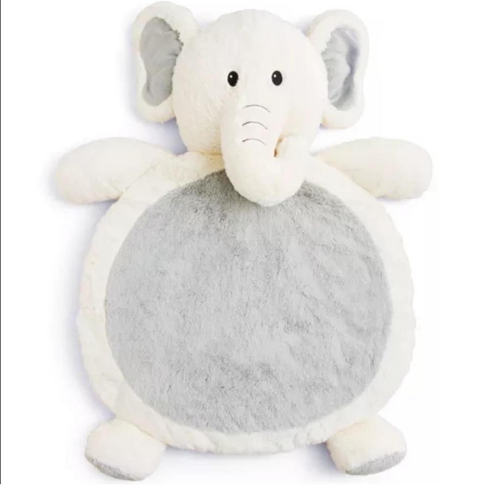 BNWOT MARY MEYER AFRICAN IVORY & GRAY ELEPHANT FURRY PLUSH PLAY MAT